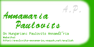 annamaria paulovits business card